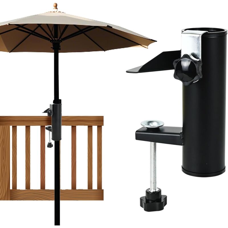 Porte-Parapluies pour Patio Extérieur, Porte-Parapluies pour Extérieur, Attache Parasol pour Balcon, Porte-Parapluies ExtéRieur Multifonctionnel et