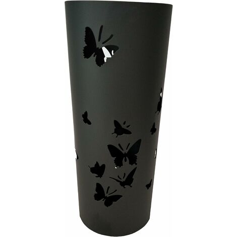 PORTE-PARAPLUIES ROND NOIR PAPILLONS.