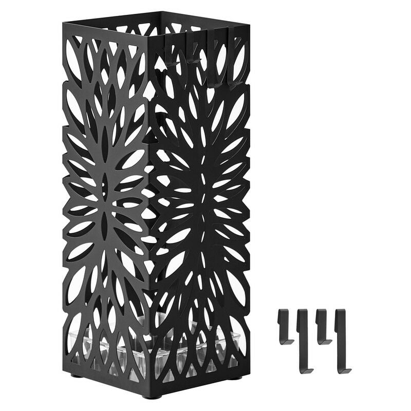 Songmics - Porte-parapluies, Support pour Parapluies d'Entrée, Carré, en Acier, Organisateur sur Pieds, pour Parapluies et Cannes, avec Réceptacle