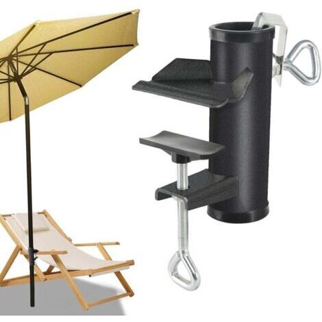 Porte Parasol Balcon, Pied De Parasol Plage, Support Parasol Balcon pour Balustrade, Support Parasol Metal, Accroche Parasol Attache Pince De Table pour Parasols De Jardin Terrasse Universel Solide