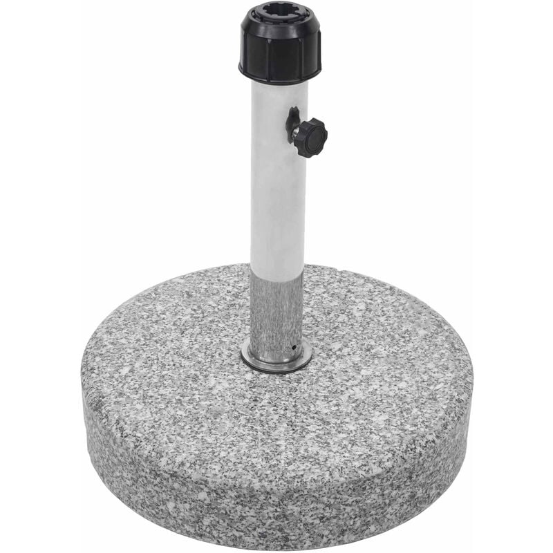 Porte-parasol HWC-F92, support pour parasol, granit 24kg, gris, rond