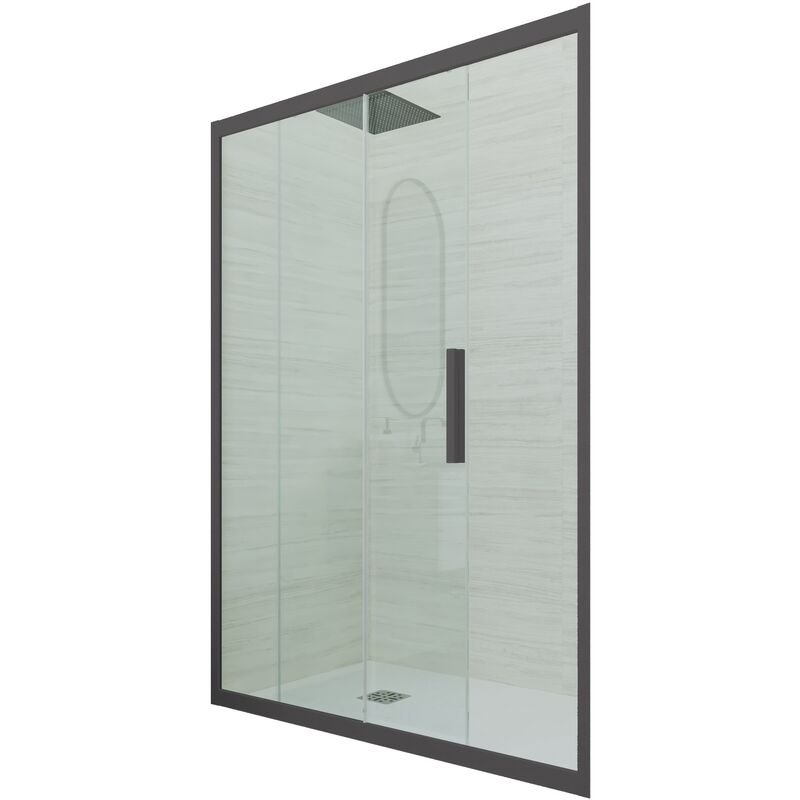 Forte - Porte parois de douche coulissante 100 cm Anthracite niche Deco