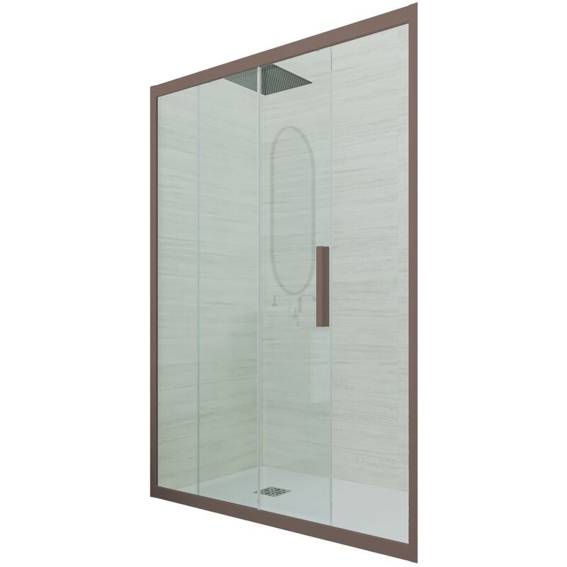 Porte parois de douche coulissante 100 cm Chocolat niche Deco