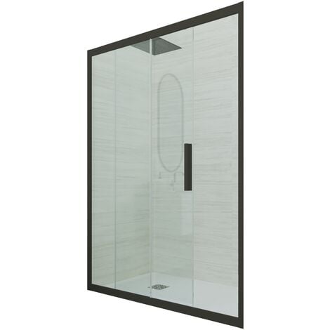 Porte parois de douche coulissante 110 cm Noir Matt niche Deco