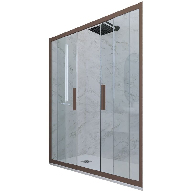 Forte - Porte parois de douche coulissante 120 cm Chocolat niche Glam