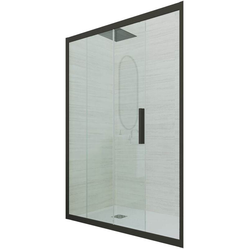 Forte - Porte parois de douche coulissante 130 cm Noir Matt niche Deco