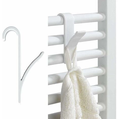 Porte peignoir Crochet pour Radiateurs, Crochets Porte-serviettes pour Radiateur, Crochets en Plastique ABS Blanc, Crochet pour Radiateurs Sèche-Serviettes pour Salle de Bain et Cuisine Pas Besoin de