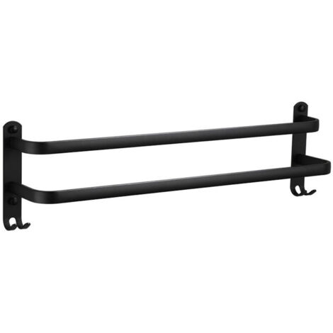 Porte peignoir et porte serviette pour sèche-serviette Porte Serviette Mural Porte Serviette Salle De Bain À Double Barres 40 Cm Support Serviette En Acier Inoxydable, Noir Mat