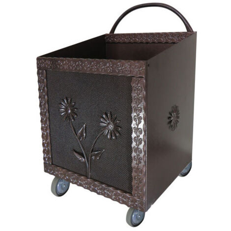 Porte-pellet avec roues noires, 37x42 cm, hauteur 57 cm
