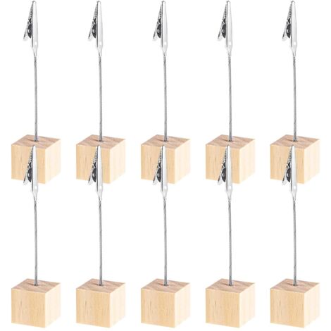 Porte Photo 20pcs, Mémo et Porte-clips Message, Porte Photo Mémo Clip Avec Pince Crocodile et base en Pin, Pince Porte Nom Pour la Décoration de Bureau, Mariage, Fête, Maison