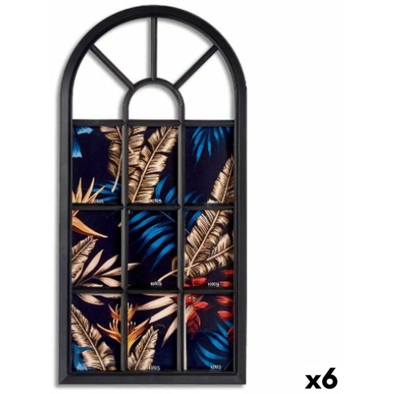 Gift DecorPicture Holder de Wall Window Black Plastic Glass 34.5 x 2.5 x 69.5 cm (6 pcs.)
