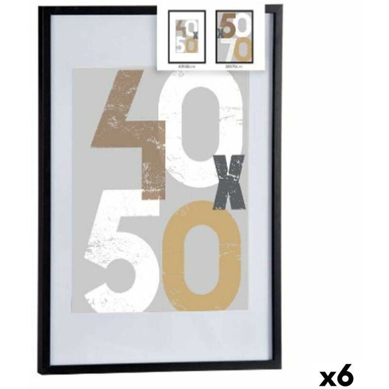 Gift DecorPicture Holder de Wall Black Plastic Wood mdf 52.5 x 2.5 x 72.5 cm (6 pièces)