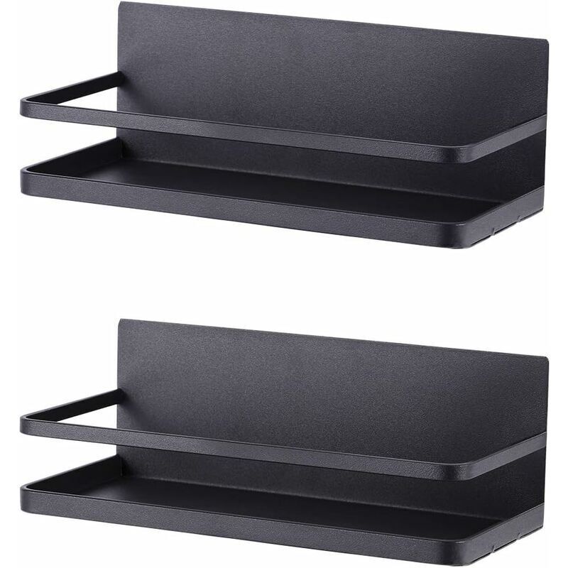 Ousudela - Porte-épices Etagère Réfrigérateur Magnétique étagère à épices Magnétique Organisateur de Réfrigérateur Economie Espace 2 Pièces Noir Mat,