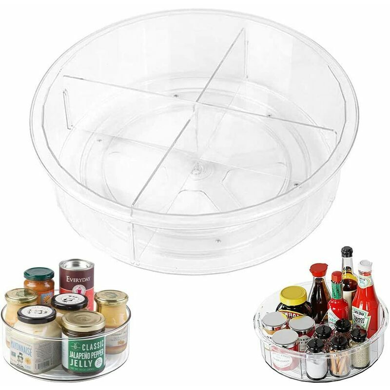 Hello Kitty Bain - Porte Épices Tournant, Plateau Pivotant en Plastique, Plateau Tournant Epices, Transparent Étagère à Épices pour Garde Manger,