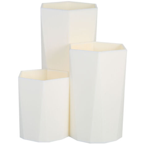 Porte-pinceaux 3 tubes hexagonal pour rangement, (blanc)
