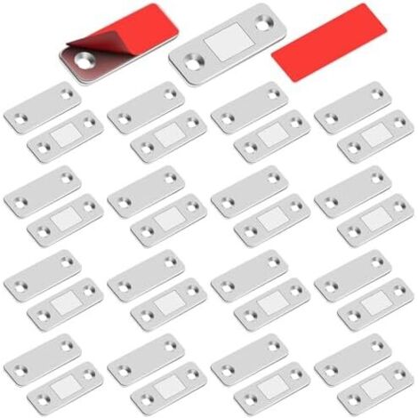Porte Placard Loquet Magnetique - 12 Pièces Ultra Mince Loqueteaux Magnétiques en Métal à Coller Aimant Fermeture Adhésif Puissant pour Coulissante Tiroirs Fenêtre Armoire Pcs