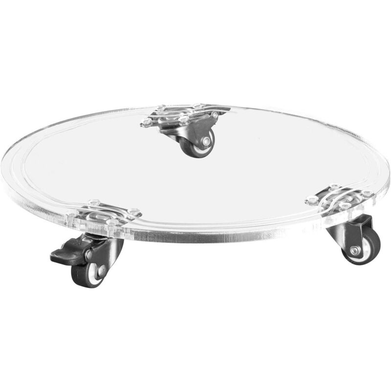 Porte plante a roulettes, plateau de jardinière mobile acrylique, support en pot à roulettes rond sur roues universelles, chariot à pot de plante
