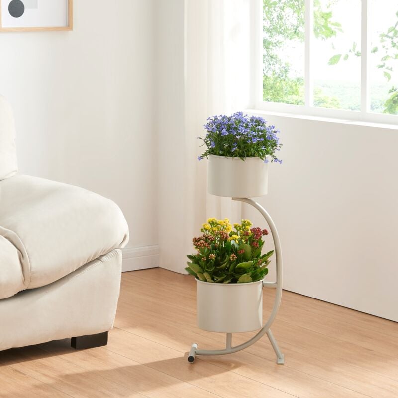 [en.casa] - Porte-plantes Almelo 63 x 29 x 21 cm gris clair