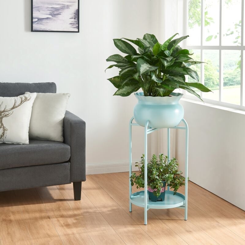 [en.casa] - Porte-plantes Altena 60 x 27 x 27 cm bleu clair