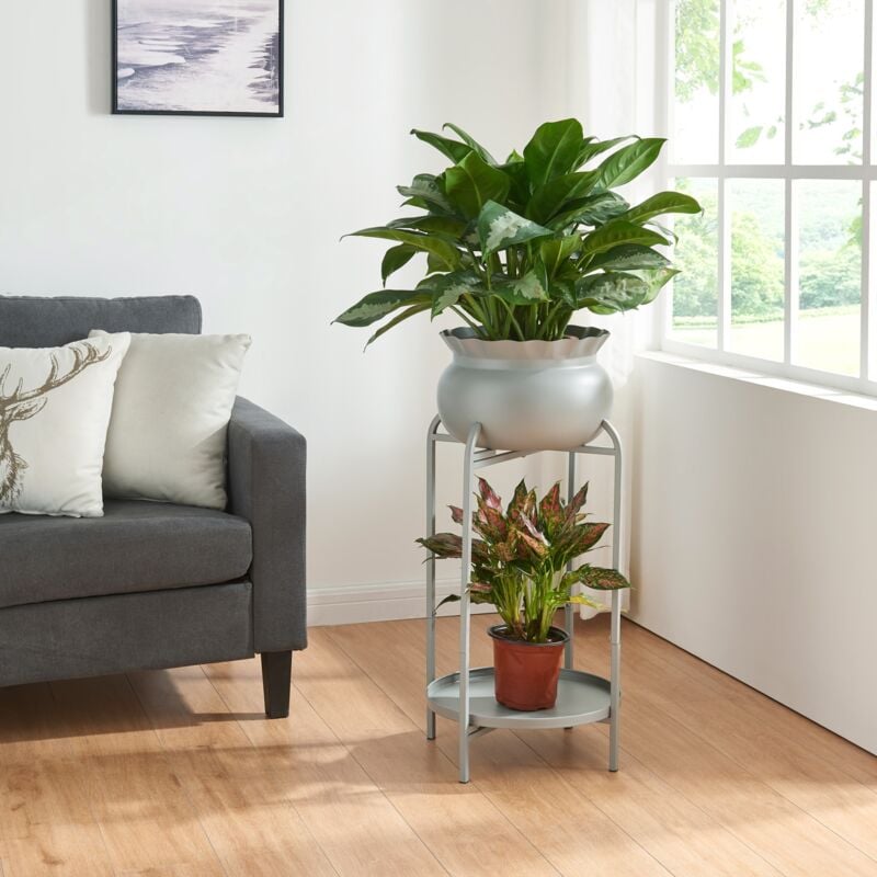 Porte-plantes Altena 60 x 27 x 27 cm gris [en.casa]