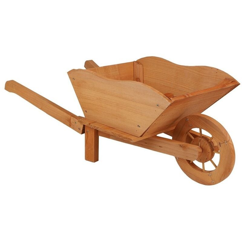 Porte plantes brouette bois naturel
