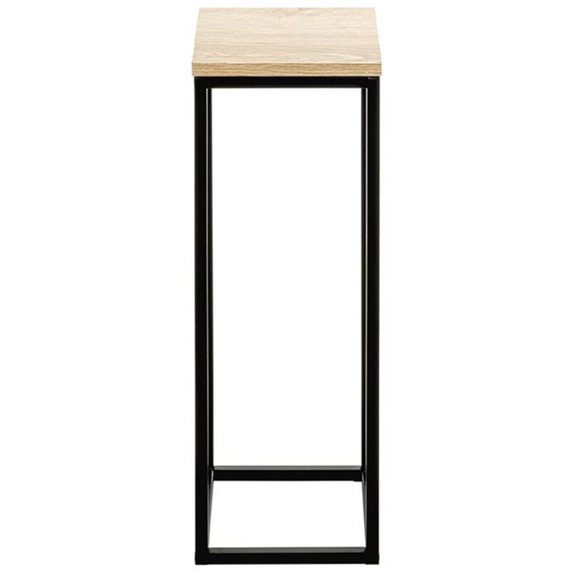 Porte-plantes en bois coloris chêne et métal coloris noir -longueur 19 x profondeur 19 x hauteur 54 cm