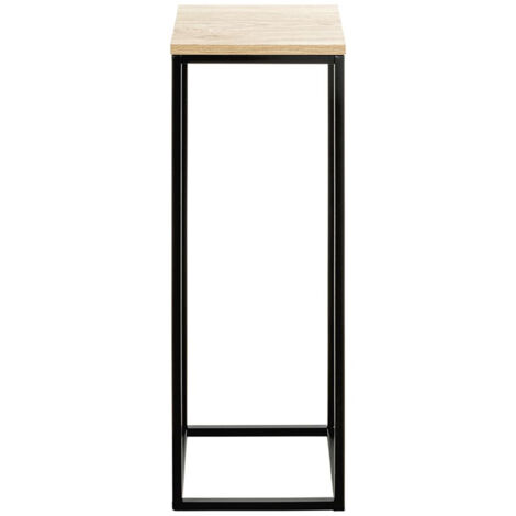 Porte-plantes en bois coloris chêne et métal coloris noir  -longueur 23 x profondeur 23 x hauteur 67 cm