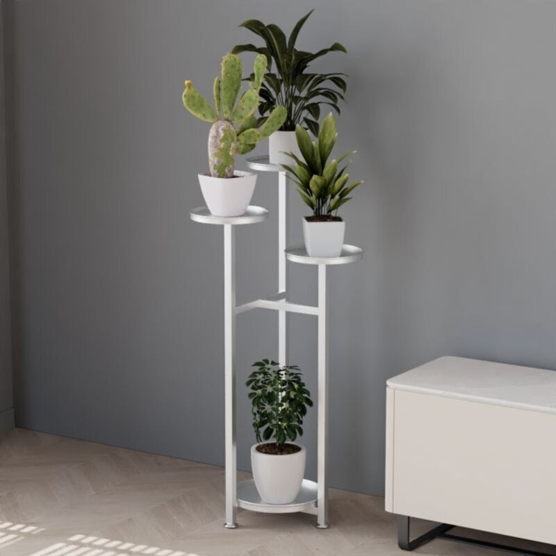 Porte Plantes en Etagère Fleurs Decoratif pour Jardin Terrasse Chambre - 4 Niveaux,30x25x100cm,blanc