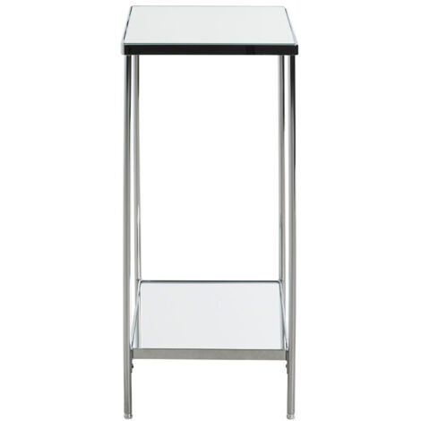 Porte plantes en métal chromé coloris gris et verre - longueur 29 x profondeur 29 x hauteur 66 cm