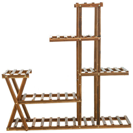 Porte plantes et étagère à plantes - Intérieur-Extérieur à 5 Niveaux Echelle Fleurs Pour Jardin Maison Balcon Terrasse-95x25x95CM
