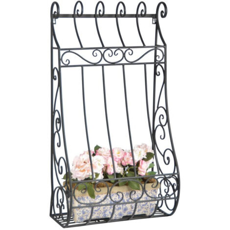 Porte plantes mural - L 50 x l 25,6 x H 91,4 cm - Noir - Livraison gratuite