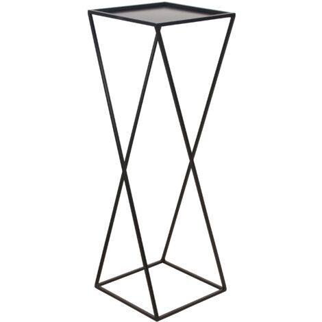 Porte-Plantes Noir Moderne 22 x 22 x 83 cm Fer avec Rebord Haut DEC050070