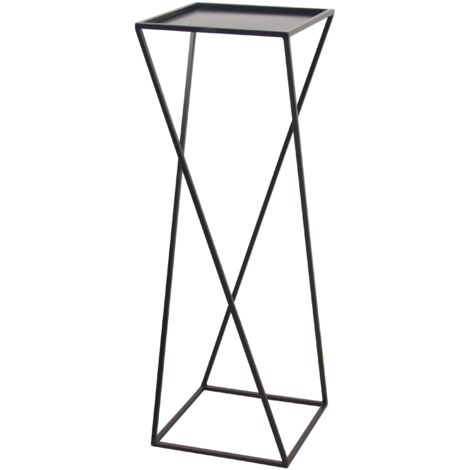 Porte-Plantes Noir Moderne 28 x 28 x 91 cm Fer avec Rebord Fin DEC050069