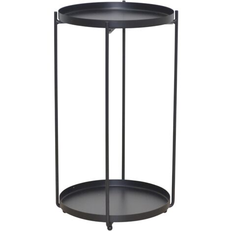Porte-Plantes Rond en Métal noir Hauteur 46 cm Finition Lisse Surface Ø25 cm avec Rebord DEC050078
