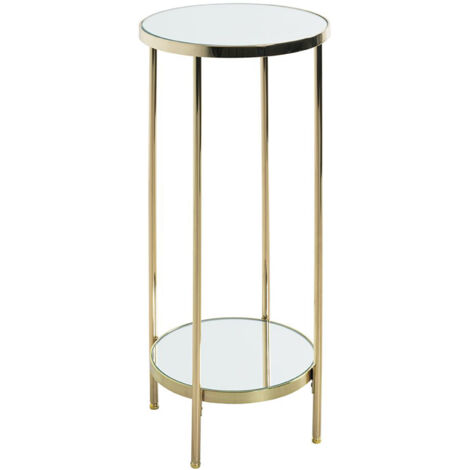Porte-plantes ronde en en métal coloris doré et verre -diamètre 29 x hauteur  66 cm