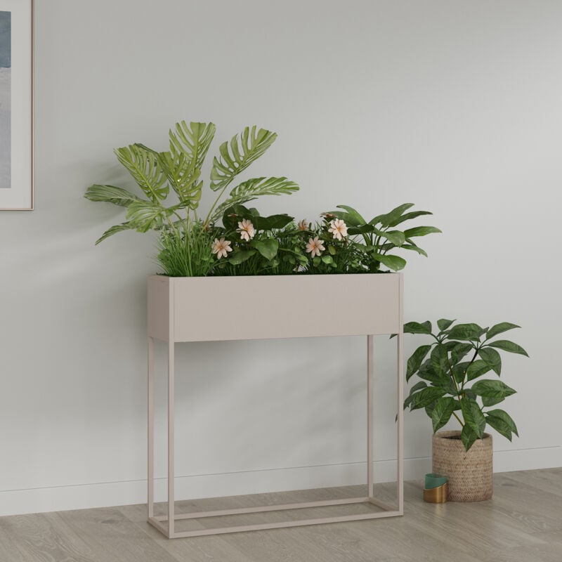 [en.casa] - Porte-plantes surélevé Joensuu 80 x 80 x 25 cm gris clair