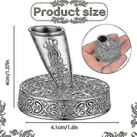 Porte-plume rond vintage en métal, support pour stylo à plume, socle pour stylo à tremper de bureau (1 pièce, argenté)