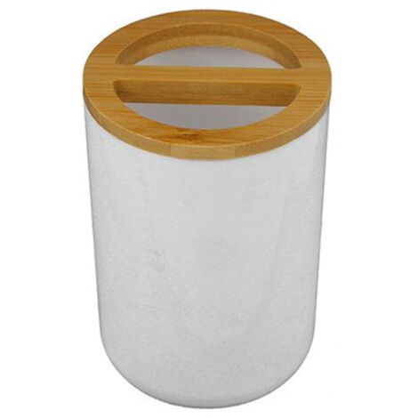 Porte-poches Verres Accessoires Salle De Bain 2 Trous En Bois Blanc Récipient 69478