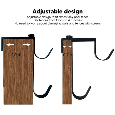 Porte-pôle de piscine ajustable en métal 2 pièces, crochet de suspension pour tuyaux et accessoires de nettoyage