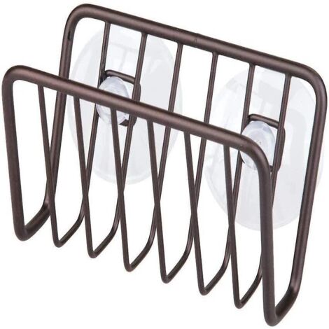 porte-ponge Sans Perforation (marron), Panier De Rangement En Acier Inoxydable Pour Ponge, Torchon, Etc., Gouttoir Avec Ventouse.