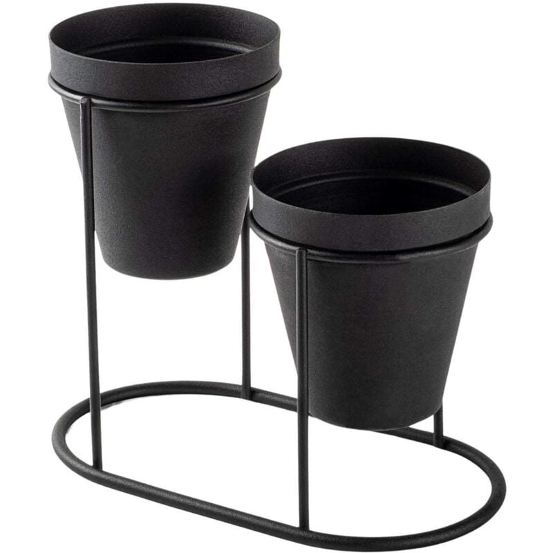 Hanah Home - Cache-pots en métal 2 pots Decorative - Noir