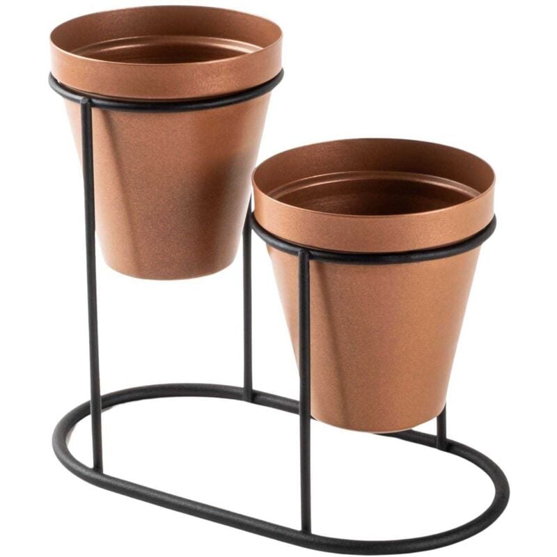 Hanah Home - Cache-pots en métal 2 pots Decorative - Cuivré