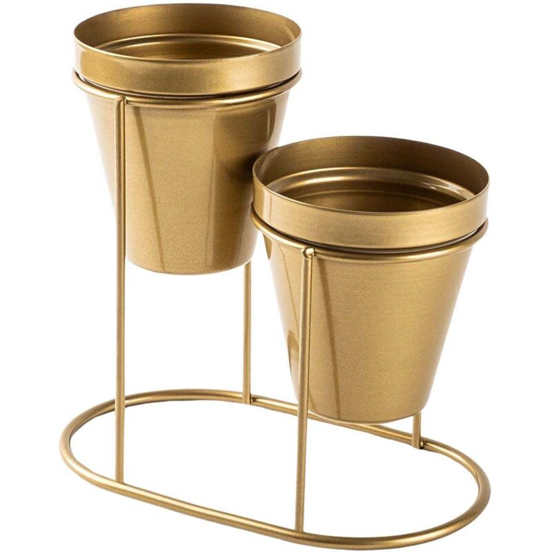 Hanah Home - Cache-pots en métal 2 pots Decorative - Doré