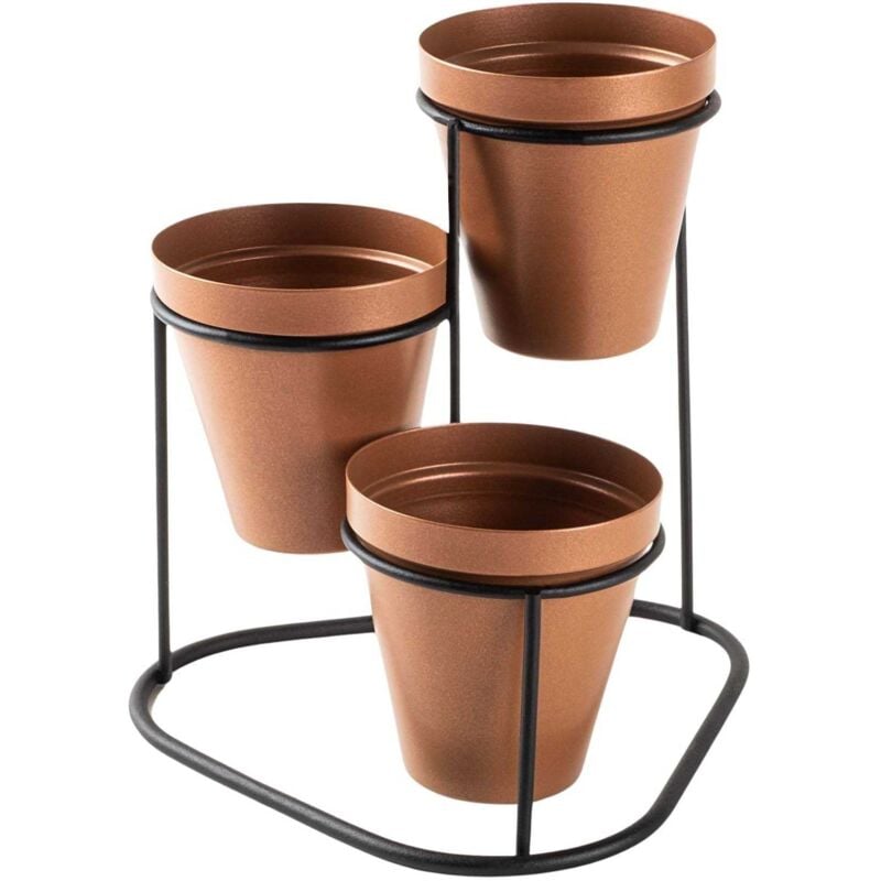 Hanah Home - Cache-pots en métal 3 pots Decorative - Cuivré