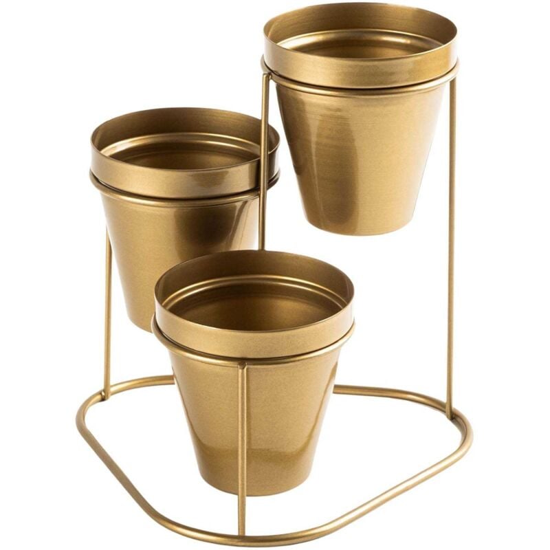 Hanah Home - Cache-pots en métal 3 pots Decorative - Doré