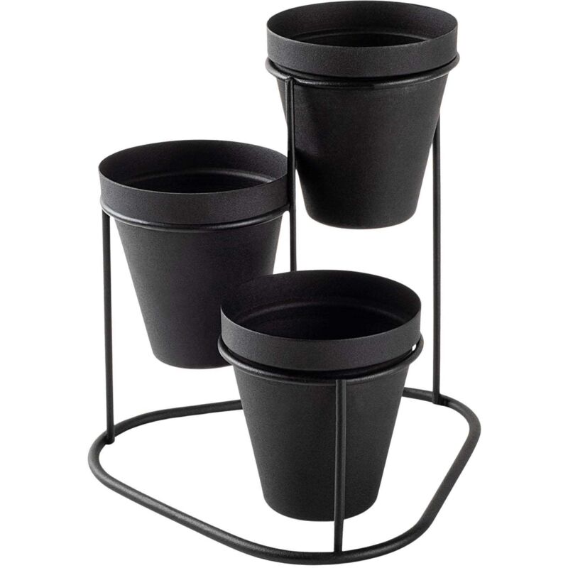 Cache-pots en métal 3 pots Decorative - Noir