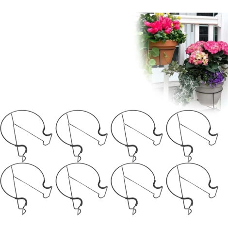 Porte-pot mural pour balcon Pot Support en fer noir taille 29x27x12cm 8 pièces Accessoire jardin