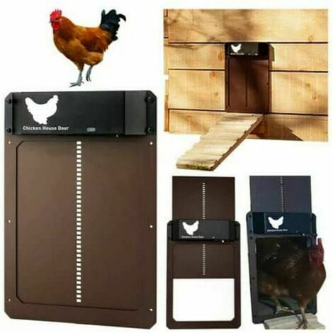 Porte poulailler Automatique avec capteur de lumi��re - Poulailler enti��rement ��tanche en Porte de poulailler �� Induction - Porte de poulailler��brun��