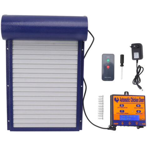 Porte Poulailler Automatique,Porte Automatique poulailler programmable,Powerd Métal Rideau Roulant Poulailler Porte,Multi-Modes,avec Capteur de Lumière, Commande de Minuterie, Télécommande 100