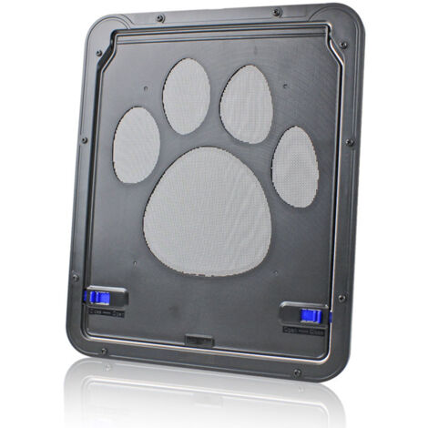 Porte pour animaux noire avec moustiquaire intégrée - Cadre extérieur 24 x 29 cm - Pour chien et chat, installation murale ou porte